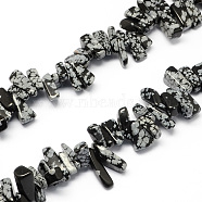 Natural Snowflake Obsidian Stone Bead Strands, Nuggets, 12~20x6~10x3~10mm, Hole: 1mm, about 104pcs/strand, 15.7 inch(G-R191-14)