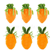 6Pcs 2 Styles Carrot Shaped Velvet Ribbon Drawstring Bag, for Easter Party Candy Wrapping, Orange, 195~265x140mm, 3pcs/style(ABAG-BC0001-58)