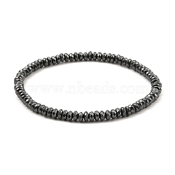 Synthetic Non-Magnetic Hematite Beaded Bracelets, Faceted Rondelle, Inner Diameter: 2-1/8 inch(5.45cm)(BJEW-E084-02A)