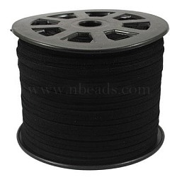 Faux Suede Cords, Faux Suede Lace, Black, 4x1.5mm, 100yards/roll(LW-S010-1)