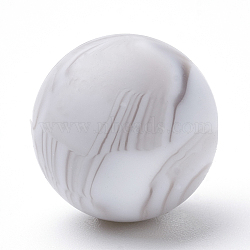 Food Grade Eco-Friendly Silicone Beads, Round, WhiteSmoke, 14~15mm, Hole: 2mm(SIL-R008C-69)