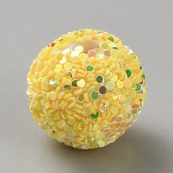 Opaque Acrylic Beads, Round, Yellow, 15.5x14.5mm, Hole: 2.3mm(MACR-WH0010-12H)