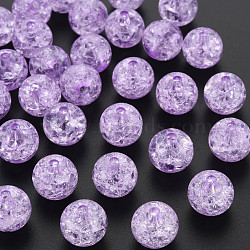 Transparent Crackle Acrylic Beads, Round, Lilac, 14x13mm, Hole: 2.5mmhole: 2.5mm, about 340pcs/500g.(MACR-S373-66B-N15)