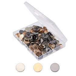 Alloy Shank Buttons, 1-Hole, Flat Round, Mixed Color, 15x7mm, Hole: 2mm, 90pcs/box(BUTT-OC0001-11)