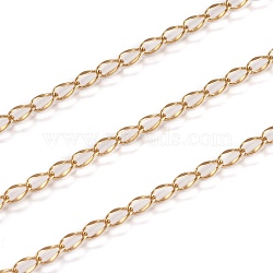 3.28 Feet Ion Plating(IP) 304 Stainless Steel Twisted Chains, Curb Chains, Soldered, Golden, 2mm, 4x2x0.5mm(X-CHS-H007-16G)