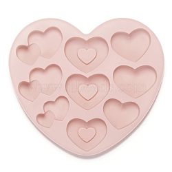 Heart Silicone Molds, Food Grade Molds, For DIY Cake Decoration, Chocolate, Candy, UV Resin & Epoxy Resin Craft Making, Pink, 182x208x19mm, Inner Diameter: 34~54x49~63mm(DIY-I059-08)