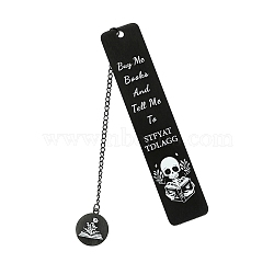 Skeleton Stainless Steel Rectangle Bookmark for Booklovers Reader, Black, 130x26mm(PW-WGA1359-01)