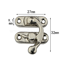 Zinc Alloy Wooden Box Lock Catch Clasps, Jewelry Box Latch Hasp Lock Clasps, Silver, Overall Size: 3.2x2.7cm(PURS-PW0001-110F)