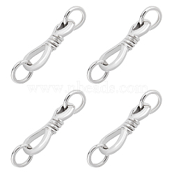 5 Sets Rhodium Plated 925 Sterling Silver S-Hook Clasps, with Jump Rings, Platinum, 13.5x5x2.5mm, Hole: 3mm and 5x3mm(STER-BBC0001-43)