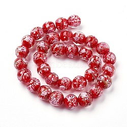 Handmade Gold Sand Lampwork  Beads Strands, Round, Red, 11~12mm, Hole: 1mm, about 33pcs/strand, 14.5 inch(37cm)(LAMP-F014-A01)