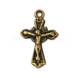 Tibetan Style Alloy Pendants, for Easter, Crucifix Cross, Antique Bronze, Cadmium Free & Nickel Free & Lead Free, 23.5x15x3mm, Hole: 1.5mm(MLF10635Y-NF)