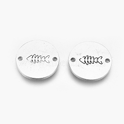 Tarnish Resistant 304 Stainless Steel Links Connectors, Laser Cut, Flat Round with Fish Bone, Stainless Steel Color, 11.5x1mm, Hole: 1.2mm(STAS-F240-85P)