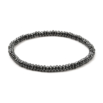 Synthetic Non-Magnetic Hematite Beaded Bracelets, Faceted Rondelle, Inner Diameter: 2-1/8 inch(5.45cm)