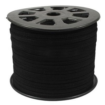 Faux Suede Cords, Faux Suede Lace, Black, 4x1.5mm, 100yards/roll