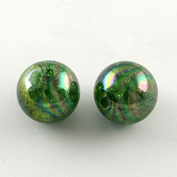 AB Color Transparent Crackle Round Acrylic Beads, Green, 20mm, Hole: 2.5mm, about 108pcs/500g