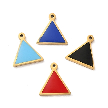 304 Stainless Steel Enamel Charms, Triangle Charm, Golden, Mixed Color, 11.4x11x1.4mm, Hole: 1mm