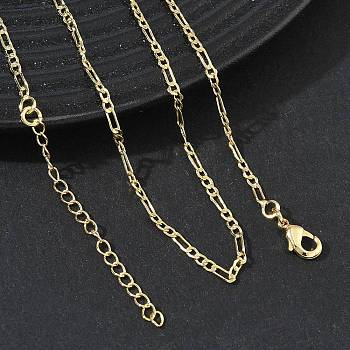 1.8MM Brass Figaro Chain Necklaces for Women, Long-Lasting Plated, Golden, 16.14 inch(41cm)