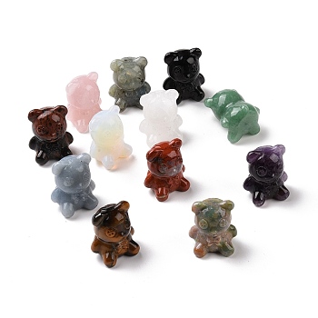 Natural & Synthetic Gemstone Home Display Decorations, Bear, 21~22x24~25.5x31~32mm