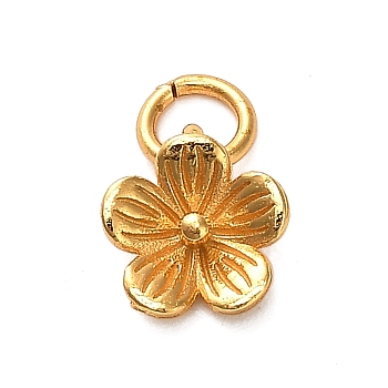 925 Sterling Silver 5-Petal Flower Charms, with Jump Rings and 925 Stamp, Golden, 11.5x7.5x2.5mm, Hole: 2.5mm