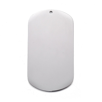 304 Stainless Steel Pendants, Stamping Blank Tag, Rectangle, Stainless Steel Color, 37x20x1mm, Hole: 1.2mm