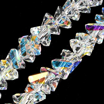 Electroplate Transparent Glass Beads Strands, AB Color Plated, Faceted Triangle, Clear, 4.5x4.5x5.5mm, Hole: 1.2mm, about 88~89pcs/strand, 10.83''~11.02''(27.5~28cm)