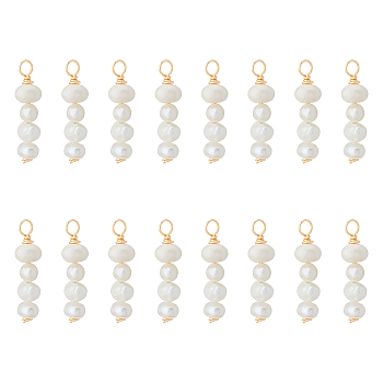 16Pcs Natural Cultured Freshwater Pearl Copper Wire Pendants, Potato Charms, Light Gold, 2.6cm, Hole: 3mm