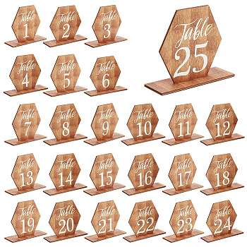 Wood Digital Seat Board Seat Card, for Wedding, Restaurant, Birthday Party Table Decorations, Hexagon, BurlyWood, finished product: 99.5x34.5x85mm