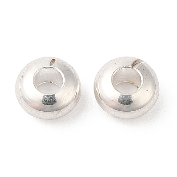 Brass Beads, Cadmium Free & Lead Free, Rondelle, Long-Lasting Plated, Silver, 4x2mm, Hole: 1.6mm