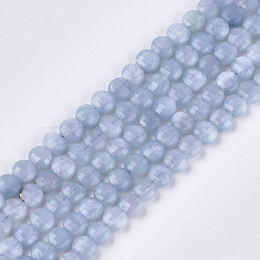 6mm Flat Round Aquamarine Beads