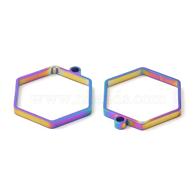 304 colgantes hexagonales con bisel trasero abierto de acero inoxidable(STAS-Z040-12RC)-2