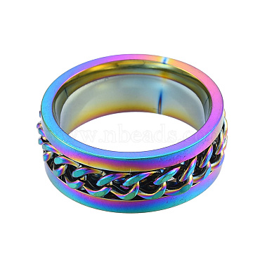 201 Stainless Steel Curb Chain Finger Ring for Women(RJEW-N043-30M)-2