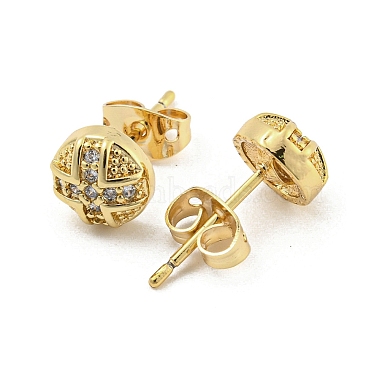 Brass Micro Pave Cubic Zirconia Stud Earrings(EJEW-P261-40G)-2