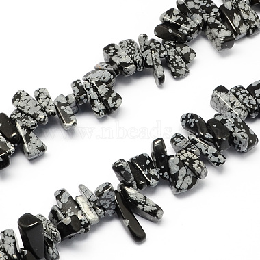 12mm Black Chip Snowflake Obsidian Beads