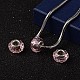Pink European Style Iron Silver Tone Core Faceted Rondelle Glass Large Hole Beads for DIY Jewelry Bracelets & Necklaces Making(X-GDA001-65)-2