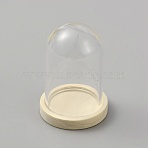 Arch Glass Dome Cover, Decorative Display Case, Cloche Bell Jar Terrarium with Wood Base, for DIY Preserved Flower Gift, Floral White, 29.5x43mm(AJEW-WH0329-98C)