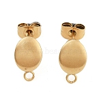 Ion Plating(IP) 304 Stainless Steel Stud Earring Findings, with Loop, Egg Shape, Real 18K Gold Plated, 12x7x2mm, Hole: 2mm, Pin: 0.8mm(STAS-I071-18G)