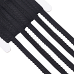 Chinlon Wavy Edge Elastic Band, Flat, Garment Accessories, Black, 10x1mm(EC-GF0001-41A)