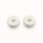 Brass Spacer Beads, Flat Round, Silver Color Plated, 6x2.5mm, Hole: 2mm(X-KK-E640-01-6mm-S)