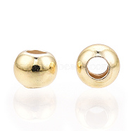 925 Sterling Silver Beads, Round, Real 18K Gold Plated, 4x3mm, Hole: 1.8mm(STER-T007-12G-02)