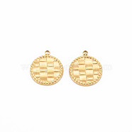 Ion Plating(IP) 304 Stainless Steel Pendants, Flat Round, Real 14K Gold Plated, 13x11.5x1mm, Hole: 1.2mm(STAS-N097-128LG)