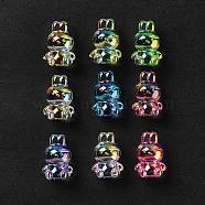 UV Plating Rainbow Iridescent Acrylic Beads, Rabbit, Mixed Color, 18x12x10.5mm, Hole: 2.6mm(OACR-H015-08)
