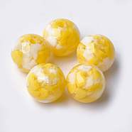 Resin Beads, Imitation Gemstone Chips Style, Round, Gold, 12x11.5mm, Hole: 1.5mm(RESI-S370-05H)