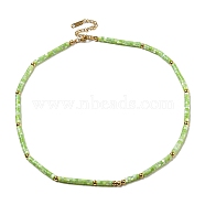 Dyed Natural Shell Disc Beaded Necklaces, with Brass Clasp, Aquamarine, 16.54 inch(420mm)(FN1796-1)