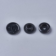 Resin Snap Fasteners, Raincoat Buttons, Flat Round, Black, Cap: 12x6.5mm, Pin: 2mm, Stud: 10.5x3.5mm, Hole: 2mm, Socket: 10.5x3mm, Hole: 2mm(SNAP-A057-001B)