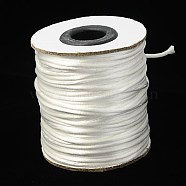 Nylon Rattail Satin Cord, Beading String, for Chinese Knotting, Jewelry Making, White, 2mm, about 50yards/roll(150 feet/roll)(X-NWIR-A003-01)