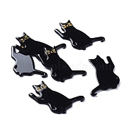 Acrylic Pendants, 3D Printed, Cat Shape, Black, 39x28x2mm, Hole: 1.5mm(KY-I007-48A)