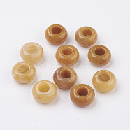 Natural Yellow Jade European Beads, Large Hole Beads, Rondelle, 14x7~8mm, Hole: 6mm(G-G740-14x8mm-09)