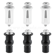 6 Sets 2 Style Universal Stainless Steel Toilet Seat Bolts Screws Set, Toilet Seat Hinge Bolts with Plastic Plug & Nut & Shim, White & Black, 24.7~37x18~21mm, 3 Sets/style(FIND-UN0001-99)