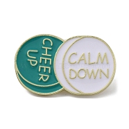 Alloy Cheer Up Calm Down Pill Shape Brooch, Enamel Pins for Backpack, Clothes, Green, 18x30x1.5mm(JEWB-R021-01D)