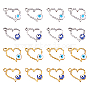 DICOSMETIC 16Pcs 4 Style 304 Stainless Steel Enamel Pendants, Heart with Evil Eye, Mixed Color, 15x17x3mm, Hole: 1.6mm, 4pcs/style(STAS-DC0010-35)